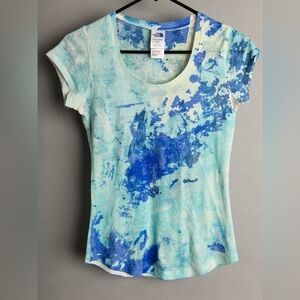 North Face overdyed semi-sheer tee in blues size XS
